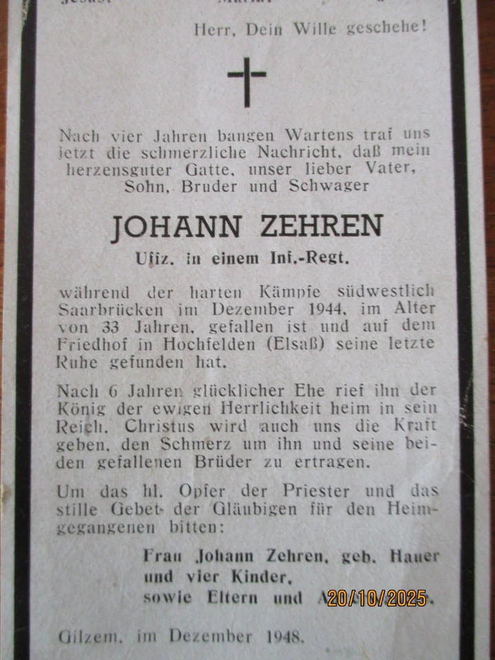 Totenzettel Soldaten Sterbebilder I. und II. Weltkrieg 4 Stück - Bild 4 von 4