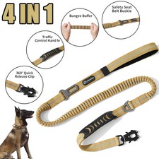 Reflective Shock Absorbing Pet Dog Leash with Car Seatbelt for Large Dogs Heavy