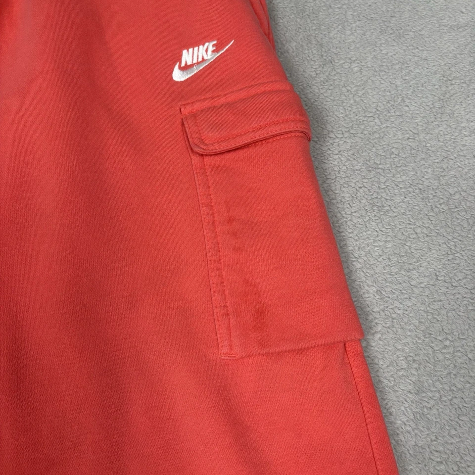 Мужские тренировочные штаны Nike XXL спортивная одежда клуб флис карго бегуны сужающиеся персиковые красные - Изображение 4 из 4