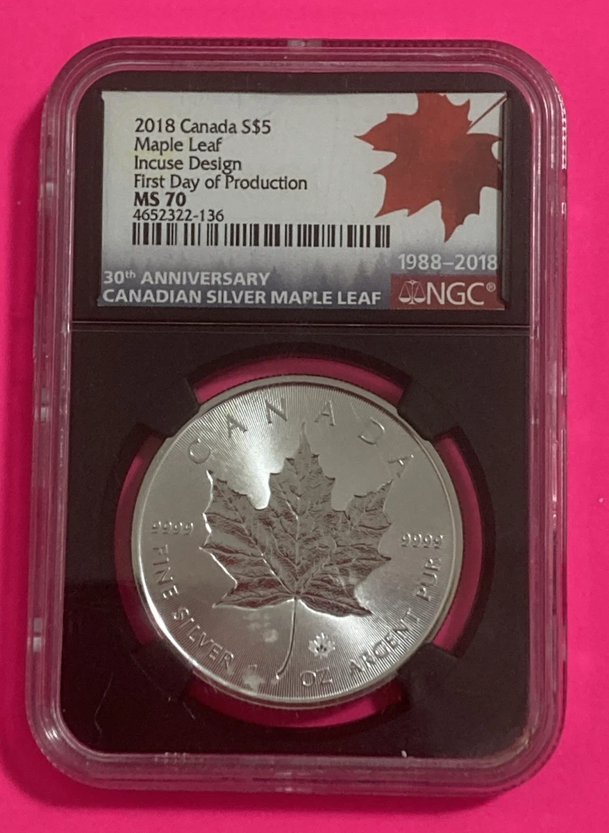コレクション NGC MS69 2018  Maple Leaf $5 2018 SILVER CANADA $5 MAPLE LEAF 1 OZ COIN PCGS MINT STATE 69