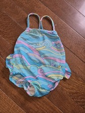 Vintage Carters Swimsuit 3T Runs Smaller Made In USA Ruffles One Piece Ocean