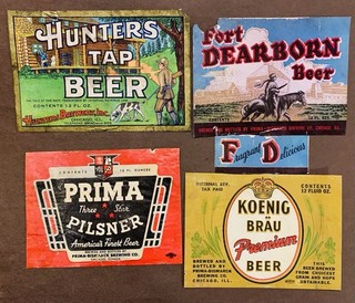 4 Dif Prima Bismarck Beer Label of Chicago IL IRTP