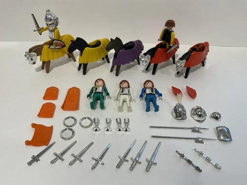 Playmobil Vintage Medieval Castle Knights Horses Chrome Weapons Armor