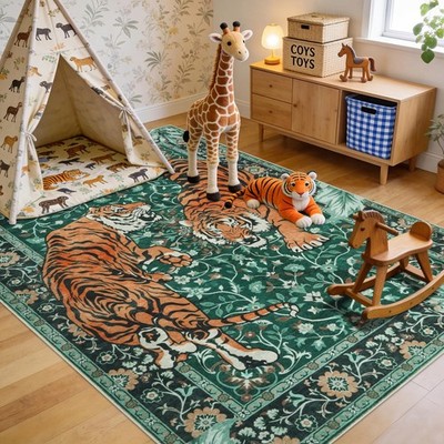 Homcomodar Vorleger für Wohnzimmer 120x170cm Vintage 120x170cm, grün 