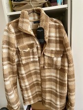 BNWT Brave Soul London Sherpa Fleece Shacket - Checked - Size Medium