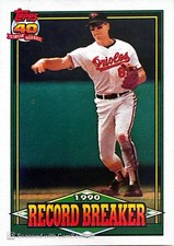 1991 Topps - Record Breaker Cal Ripken #5 -Baltimore Orioles