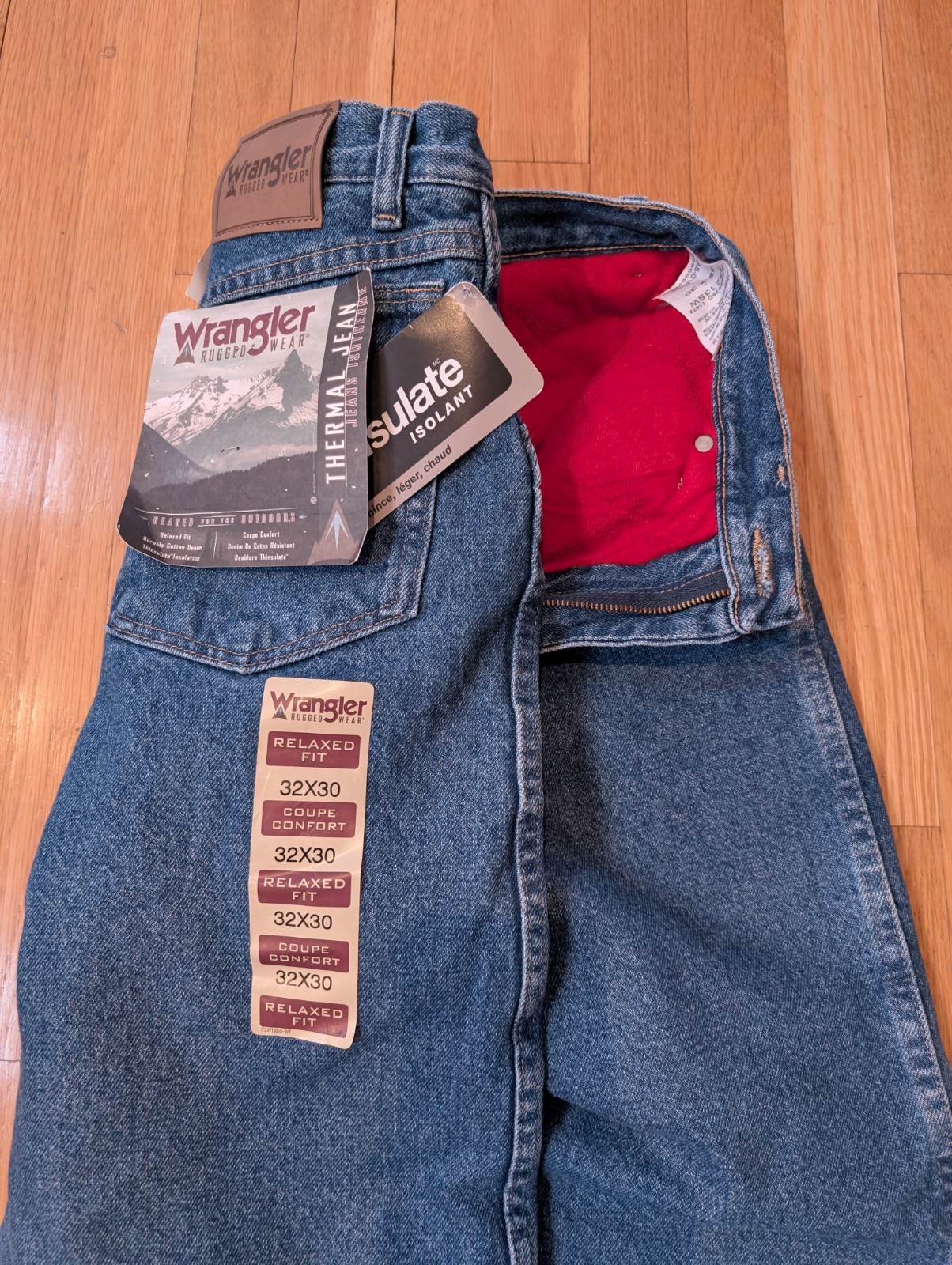 Mens Wrangler Rugged Wear Thermal Jeans 32x30 - 3M Thinsulate Lining Fleece