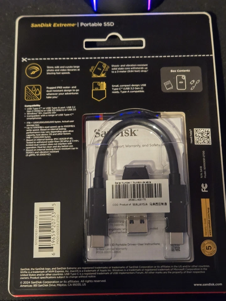 SanDisk 2TB, External,2.5 inch (SDSSDE61-2T00-G25) Solid State Drive NEW - Image 2 of 2