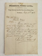 1873 antique CHAMBERS CALDER & CO providence ri DRUGS CHEMICALS LETTERHEAD