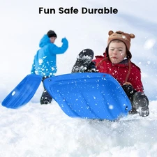 3Ft Blue Snow Sled Downhill Plastic Winter Toboggan Sled with 16.5ft Pull Rope