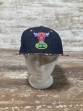 Chicago Bulls New Era 9Fifty Hardwood Classics Neon 90  s Denim StrapBack Hat M/L