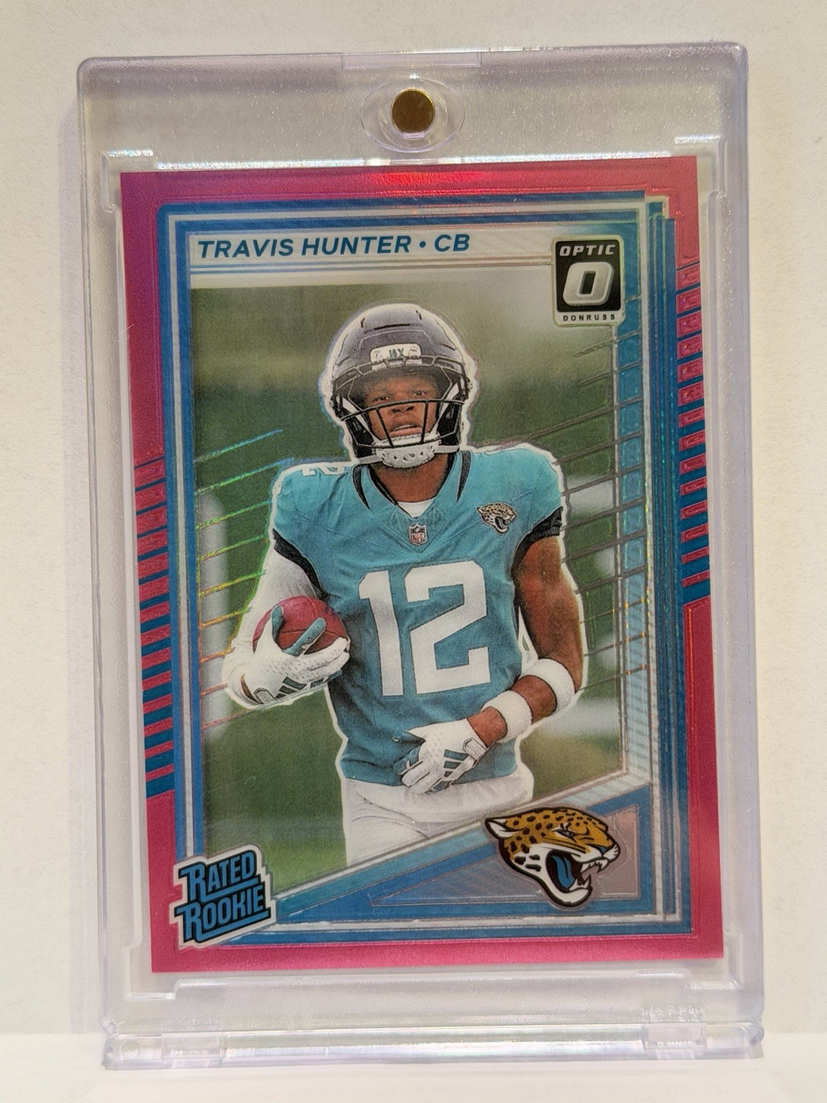 2025 Panini Donruss - Rated Rookie Travis Hunter #301 Optic Preview Pink Prizm
