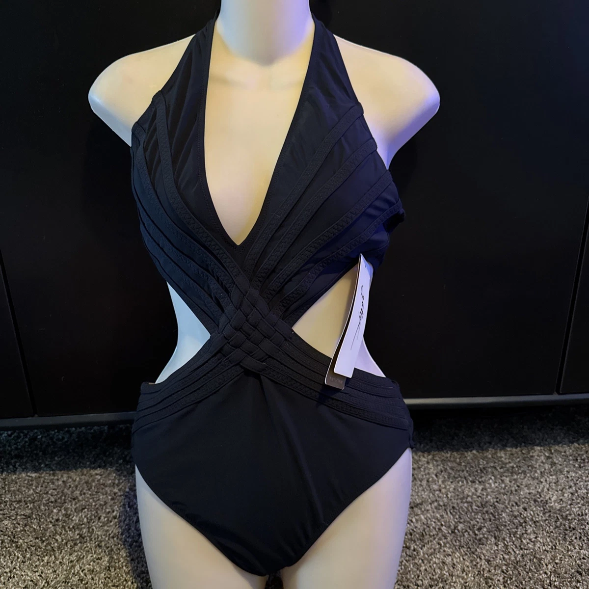 Profile By Gottex Tankini Estándar De Cisne Negro Con Copa D Para Mujer, Negro/Blanco