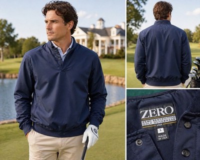 Zero Restriction Golf Pullover Jacket USA L Navy Windbreaker Athletic