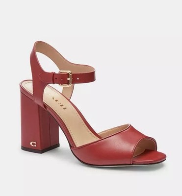 Coach Women's Marla Leather Sandal Size 6B Color 1941 Red CC806