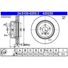 ATE Scheibenbremse hinten links 34216882245 34206883979 26116391
