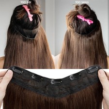 One Piece V-Shaped Clip in Remy Human Hair Extension Full Head Thick Hairpiece