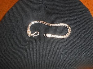 Unisex Sterling Silver 9.25 Rope 7.5" Motorcycle Bracelet Ornate & Mint