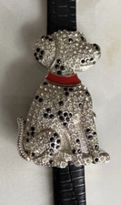 Pave Crystal Bling Dalmation Puppy Watch Dog Black Leather Strap By Gossip Read 