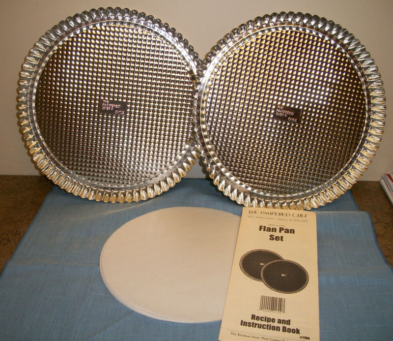 Pampered Chef Flan Pan 10" 2 Flan Pan Set Tart ~ Never Used