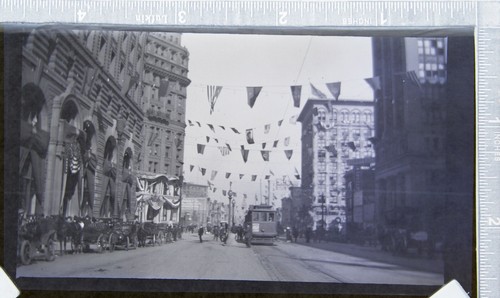Negative 1800's-1900's SAN FRANCISCO Calif. Market Street Trolley Horses Buggies