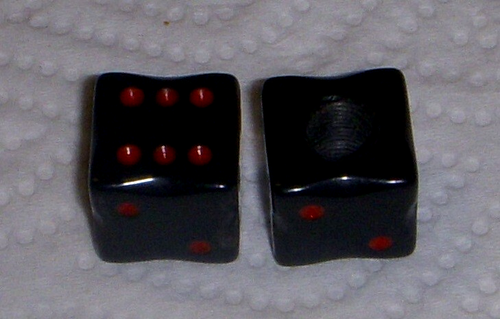 Very nice old Black and Red CRISLOID DICE Valve-Stem Caps. fit All Tire stems - Picture 2 of 8