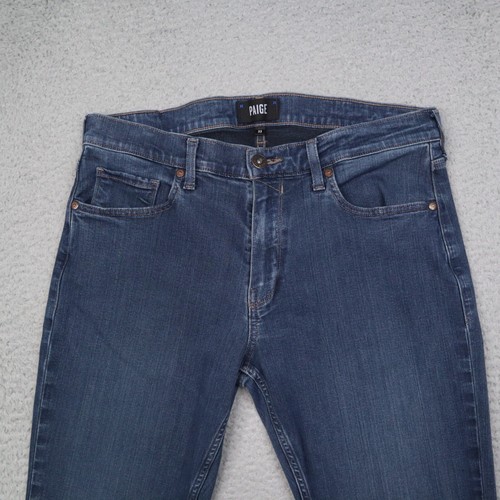 Paige Federal Jeans Mens 33x32 Slim Straight Leg Stretch Blue Cellar Wash - Picture 2 of 16
