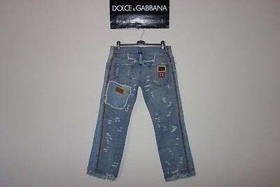 Dolce&Gabbana Black Label Runway BECKHAM 7 Logo Plate Jeans 46 IT