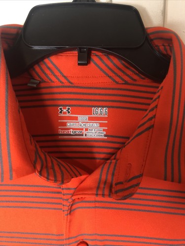 Under Armour Poloshirt Größe L orange gestreift leicht Golf Herren - Bild 3 von 5