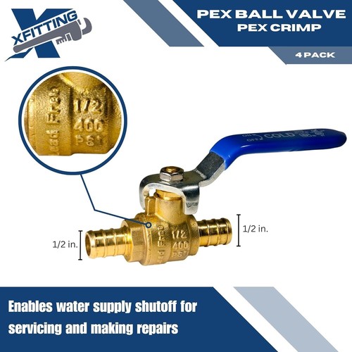 Válvula de bola PEX de latón duradera de 20 piezas de 1/2", 400 PSI - Soluciones de plomería confiables - Imagen 6 de 10