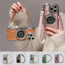 Vintage Camera Phone Case for Iphone 17 16 15 14 13 12 11 Promax Cover With Stra