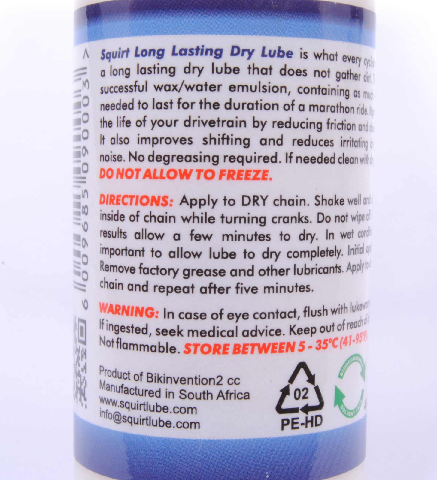 The Original Squirt Long Lasting Dry Chain Bicycle Bike Lube Wax Based