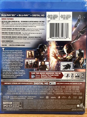Captain America: Civil War (Blu-ray Disc, 2016, 3D Includes