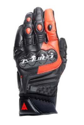 Dainese Carbon 4 Short Black Red Leather Motorcycle Gloves Size S 