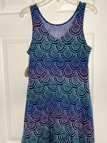 New So Girls Dresses L 12 & XXL 16 Mermaid Print Purple Teal Blue Sleeveless - Picture 11 of 14