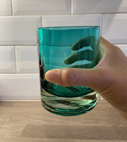 Pols Potten Polspotten Turquoise Glass Votive Candle Holder Heavy Clear Base VGC - Picture 5 of 7