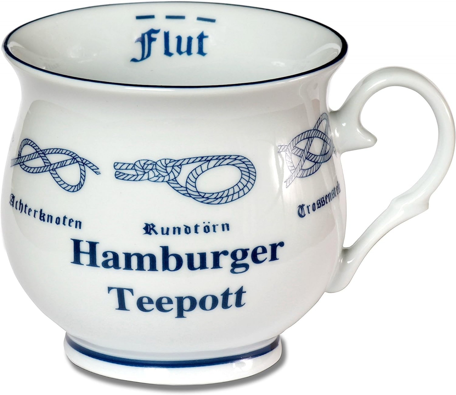 Hamburger Teepott, runde Form, Becher aus Porzellan, ca. 0,3 l