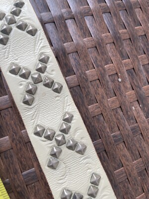 HTC Hollywood Trading Co Vintage Cream Leather Upcycled Belt HTC Hollywood Trading Co Vintage Cream Leather Upcycled Belt