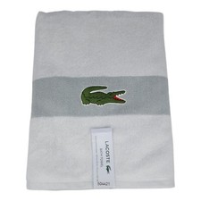 Lacoste Bath Towel 30" X 52" Gray / White 100 Cotton Highly Absorbent Low Lint