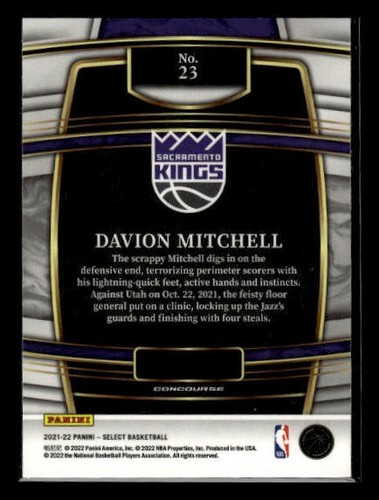 2021-22 Panini Select #23 Davion Mitchell Blue (Retail Base) - Picture 2 of 2