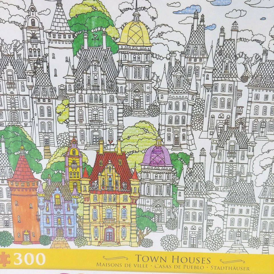 New - Eurographics Inc Color-Me Puzzle Town Houses: 300 Pcs Victorian Art 19x13 - Image 2 of 4