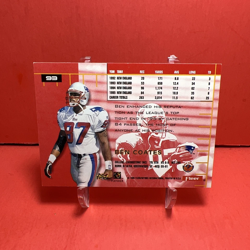 1996 Fleer Ultra Football Ben Coates #93 VG🦄 - Image 2 of 2
