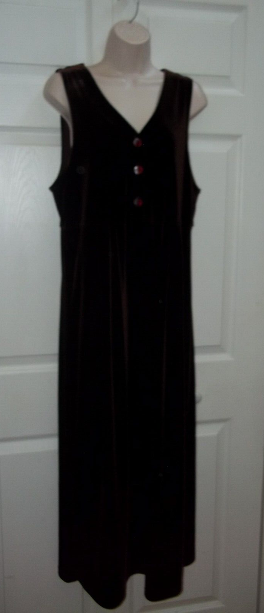 Women's Size M Brown Velvet Long Jumper/Pinafore Dress New