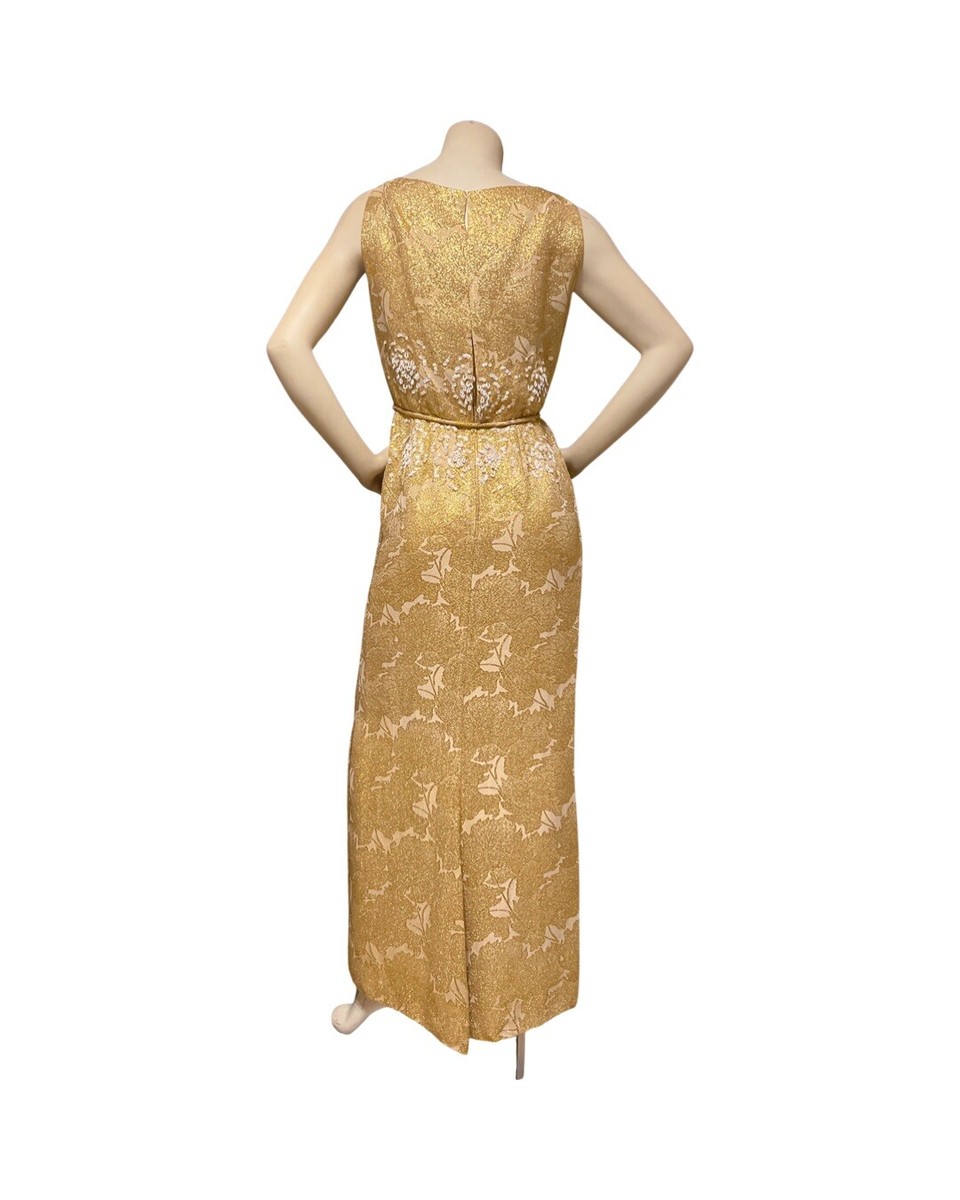 1950s Vtg Neiman Marcus Gold Silk Metallic Evening Dress White Sequins BOMBSHELL | eBay 1950s Vtg Neiman Marcus Gold Silk Metallic Evening Dress White Sequins BOMBSHELL | eBay