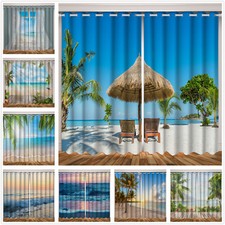 Beach Ocean Nature Scenery 3D 2 Panels Window Curtains Blockout Drapes Fabric