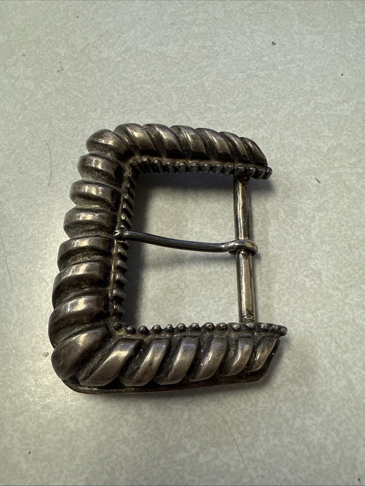 Sterling Silver Signed KS Huge Belt Buckle 113g 1.75” Belt Well Made