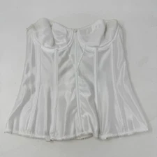 Dominique Corset Top Bustier 34B Longline White Womens Strapless Satin Padded