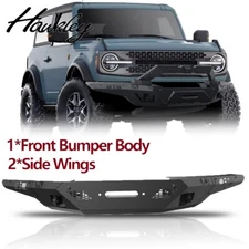 Offroad Black Front Bumper For 2021 2022 2023-2025 Ford Bronco Heavy Duty Steel