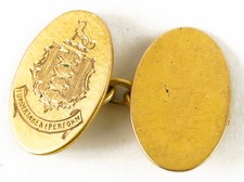 William Cooper Baronets Shenstone Court 1885-1925 Family Crest 9k Gold Cufflink