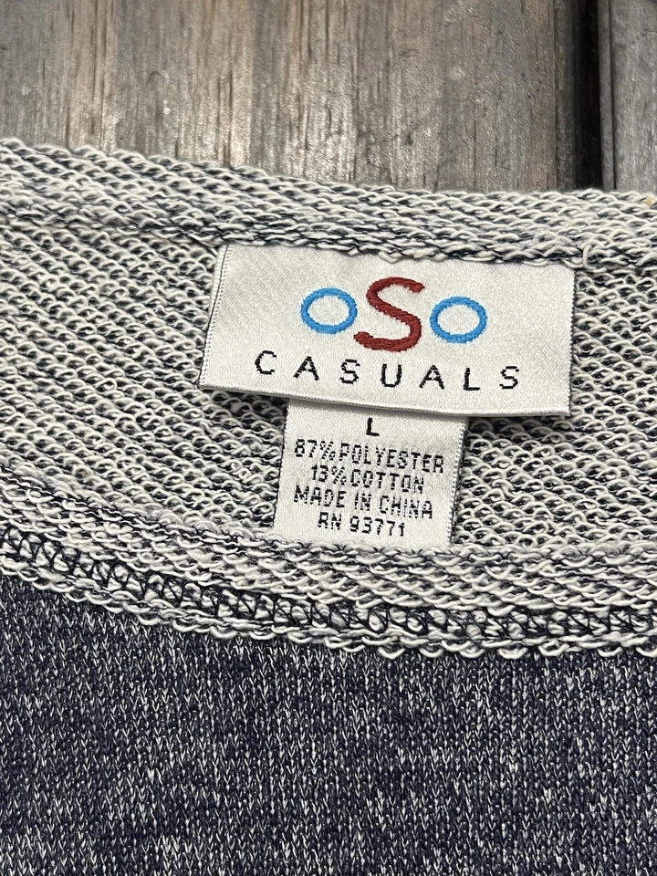 OSO Casuals French Terry Knit Long Sleeve Raw Edge Shark Bite Hem Tunic L - NWOT - Image 4 of 4